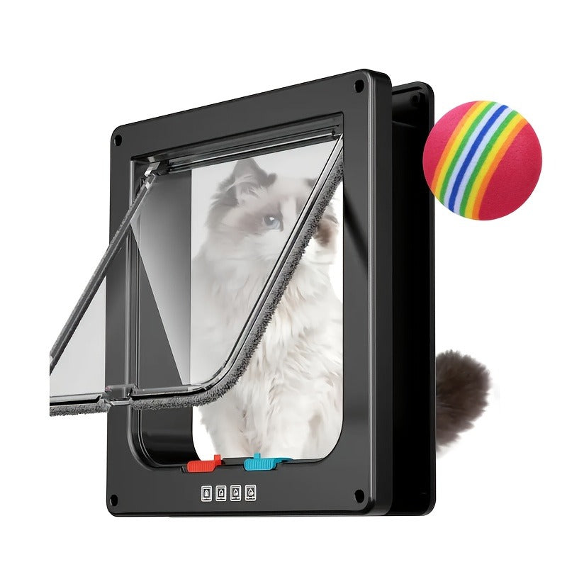 Cat Door & Dog Door with 4-Way Safety Lock – Weatherproof Flip Pet Door for Cats & Dogs, M/L/XL Sizes in White, Black & Coffee