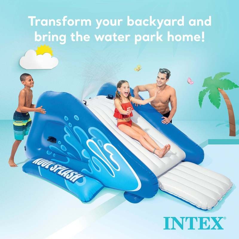 Inflatable Pool Water Slide for Kids, Backyard Water Slide with Built-in Sprinklers for Garden, Patio and Yard Use