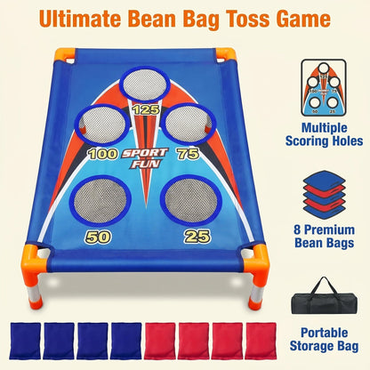 Bean Bag Toss Game Set – 5-Hole Scoring Board, 8 Bean Bags & Carry Bag – Outdoor Backyard Lawn & Beach Game for Adults & Kids, Family Party