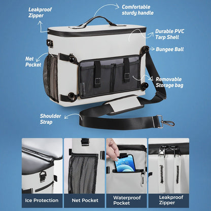 Kayak Cooler Bag with Lawn-Chair Style Seat Back – Insulated Portable Ice Chest for Kayaking, Boating, Beach, Camping & Travel