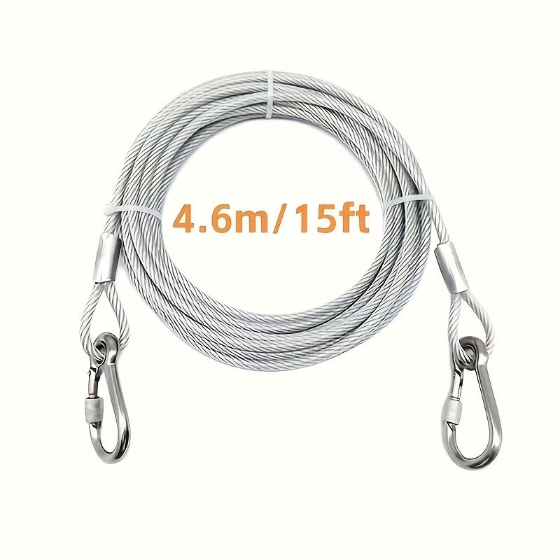 Stainless Steel Dog Leash Reflective Rust-Resistant Heavy Duty Cable Tie-Out for Medium Large Dogs Outdoor Yard Camping 3XL 4XL