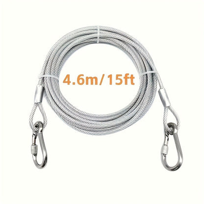 Stainless Steel Dog Leash Reflective Rust-Resistant Heavy Duty Cable Tie-Out for Medium Large Dogs Outdoor Yard Camping 3XL 4XL