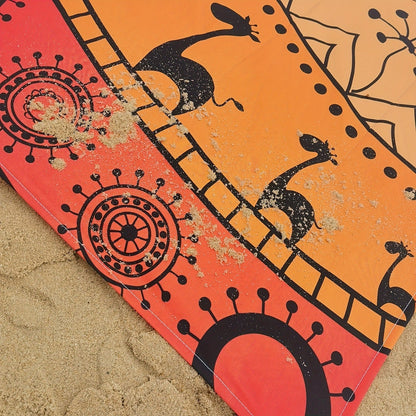 Printed Beach Mat with 19 Exact Size-and-Pattern Options, 198 x 205cm to 275 x 305cm with Stakes and Pouch