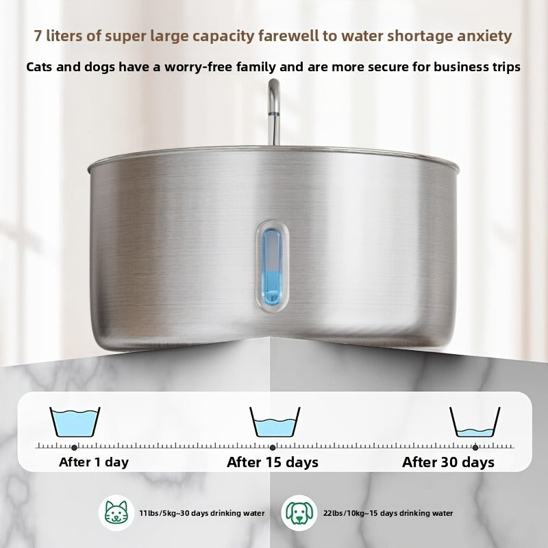 Large Stainless Steel Pet Water Fountain 236oz / 7L – Automatic Cat & Dog Water Dispenser, Multi-Stage Filtration