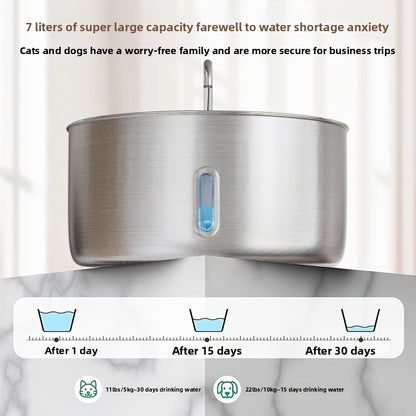 Large Stainless Steel Pet Water Fountain 236oz / 7L – Automatic Cat & Dog Water Dispenser, Multi-Stage Filtration