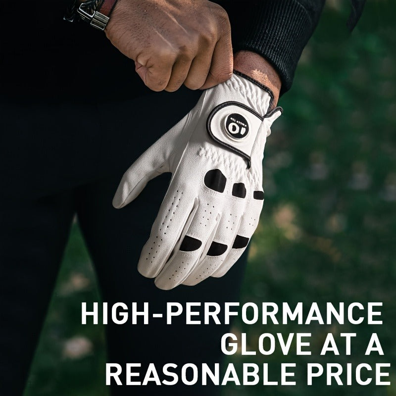 Men's Golf Glove Left Hand 3 Pack with Ball Marker – WeatherSof Soft Grip Cabretta-Style Golf Gloves for Men, Buckle Closure