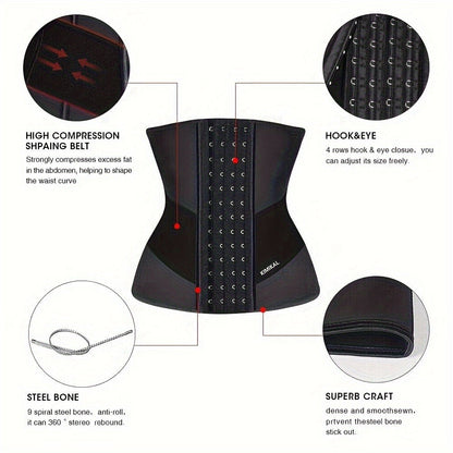 Women's Waist Trainer Latex Corset – Sports Girdle Shapewear for Tummy Control & Body Shaping, Workout Waist Cincher for Women