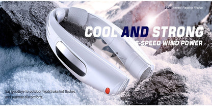 U-Shaped Neck Fan in Black or White with Six-Speed Display, Twin Fan Ends and USB Charging