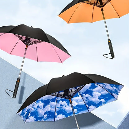 UV Protection Sun & Rain Umbrella with Black Vinyl Coating – 8-Rib Aluminum Frame Windproof Parasol for Outdoor Sun Protection