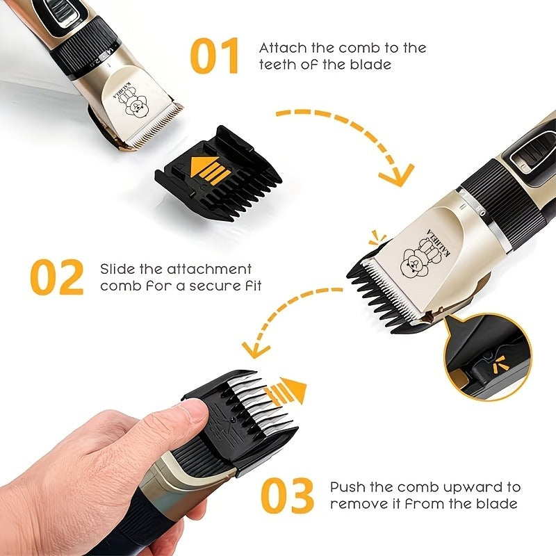 Pet Hair Trimmer USB Rechargeable Wireless Clipper for Dogs & Cats – Low Noise Electric Grooming Scissors, Lithium Battery
