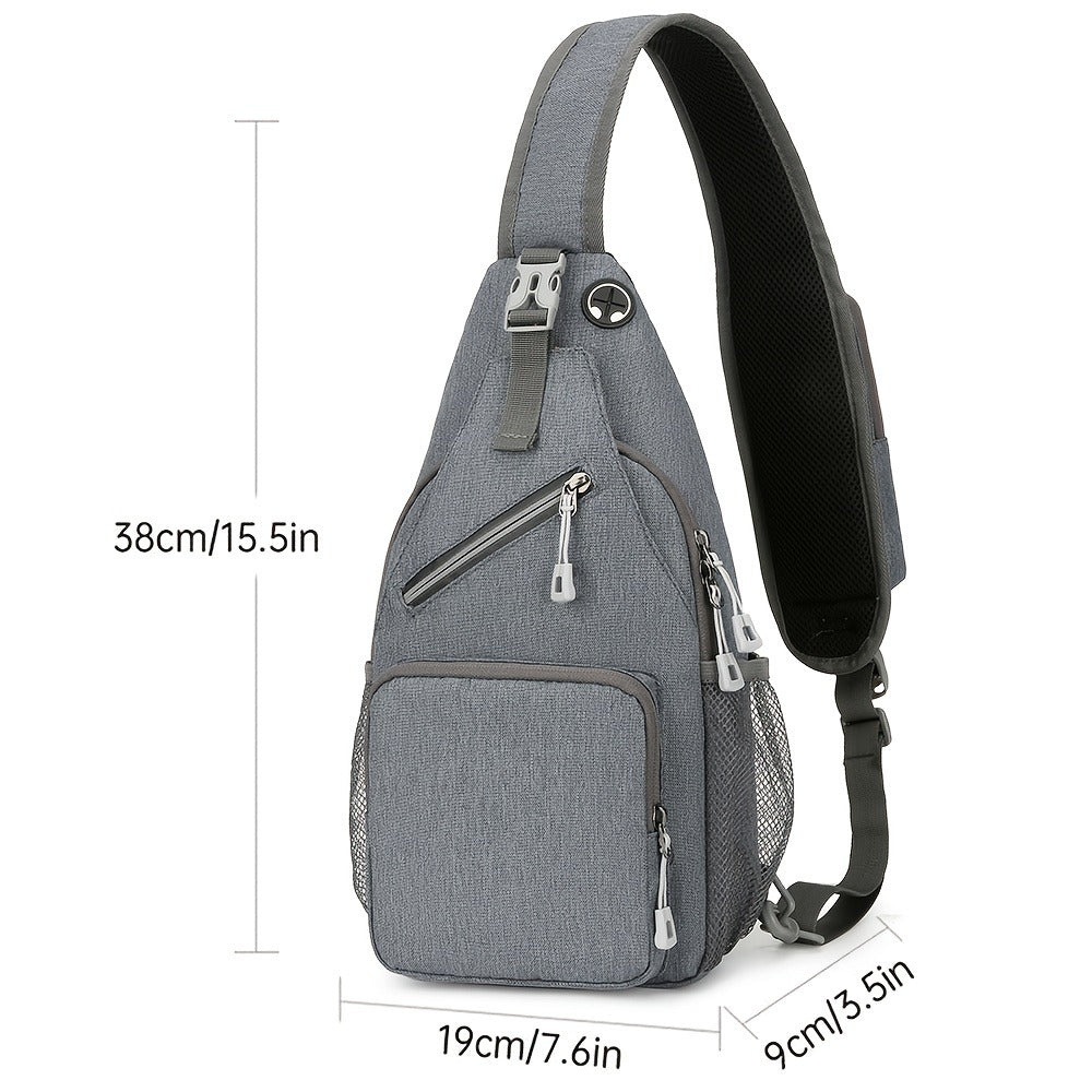 Sling Bag Two-Pack in Dark Gray and Light Gray Oxford Cloth with Crossbody Chest Carry and Zippers