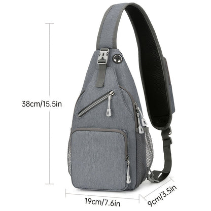 Sling Bag Two-Pack in Dark Gray and Light Gray Oxford Cloth with Crossbody Chest Carry and Zippers