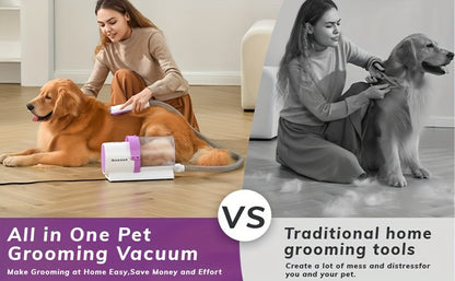 Dog Grooming Vacuum Kit 4-in-1 – Pet Hair Vacuum with Electric Clipper, Grooming Brush & Deshedding Tools, 2.5L Large Dust Cup