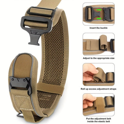 Wide Tactical Dog Collar with Padded Grab Handle, Reflective Stitching, Two Patches and M–XL Sizing