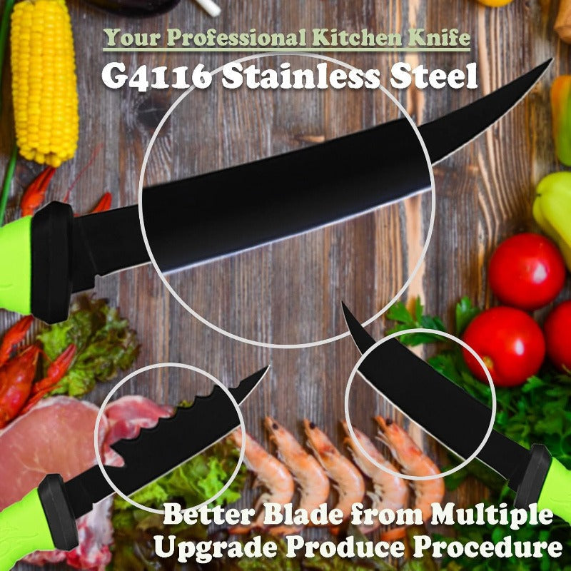 Stainless Steel Fishing Knife Set 3-Piece – 4.5 to 6.5 Inch Fish Fillet Knives for Camping, Fishing & Outdoor Use