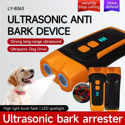 Ultrasonic Dog Bark Control Device with LED Flashlight – Adjustable Anti-Barking Trainer, Portable Indoor Outdoor Dog Behavior Corrector