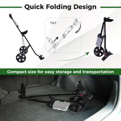 Foldable 2 Wheel Golf Push Cart Trolley with Scoreboard – Lightweight Steel Frame Pull Cart with Adjustable Handle, Score Counter