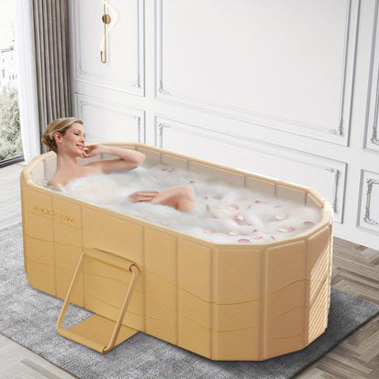 Foldable Portable Hot Tub & Ice Bath Soaking Tub, Large Freestanding Bathtub, Dual Drainage, Home & Outdoor Cold Plunge Tub