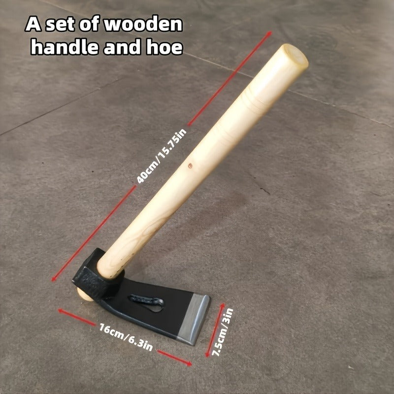 Carbon Steel-Labeled Garden Hoe with Rectangular Head and Head-Only or Wooden-Handle Package Options