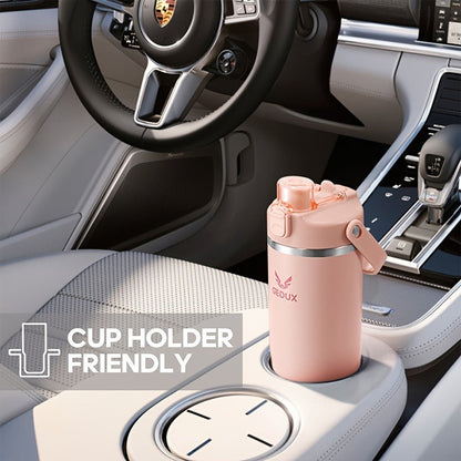 Vacuum Insulated Tumbler 32oz Stainless Steel with Handle Straw 2-in-1 Lid Chug Straw Lid Silicone Boot Matte Finish Keeps Drinks Cold Hot