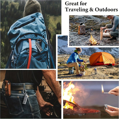 Permanent Match Fire Starter Set 4pcs, 10000-Strike Flint Metal Match Lighter with Keychain, Emergency Survival Fire Starter Kit for Outdoor
