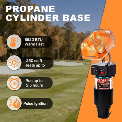 Golf Cart Heater 8520 BTU Portable Propane Catalytic Burner with Cup Holder Mount, Pulse Ignition
