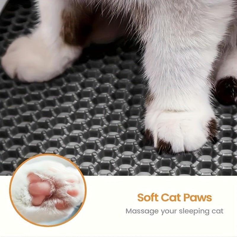 Cat Litter Mat Honeycomb Double Layer – Waterproof Urine-Proof Washable Litter Trapping Mat, Reduces Scatter & Easy to Clean