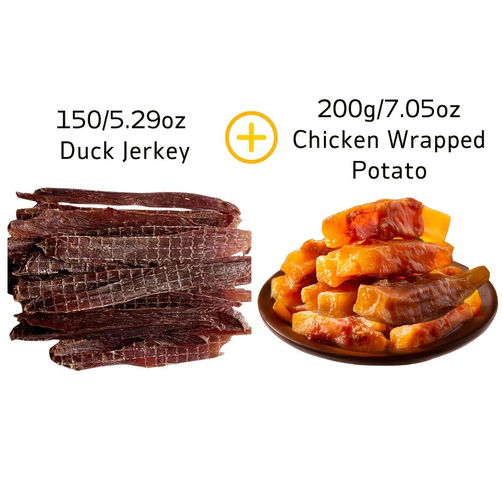 Dog Jerky Treats 400g Mixed Flavor Pack – Chicken & Duck Jerky, High Protein Low Fat, Long Lasting Chews, Digestible Training Reward Snacks