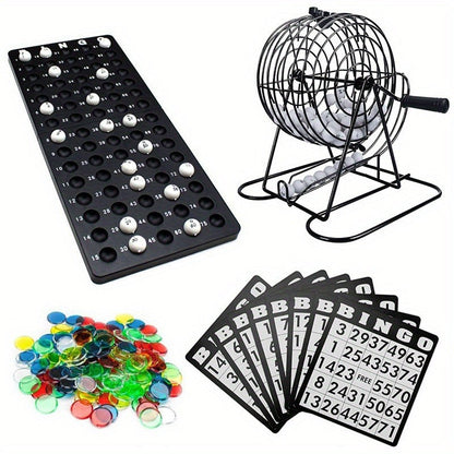 Bingo Game Set Metal Cage Lottery Machine Vintage Desktop Bingo Caller Kit for Family Game Night Party Adults Kids Birthday Holiday