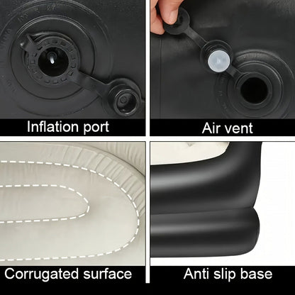 Coffee-and-Black Inflatable Sofa Bed with Raised Arms, Curved Backrest and Single Color Option