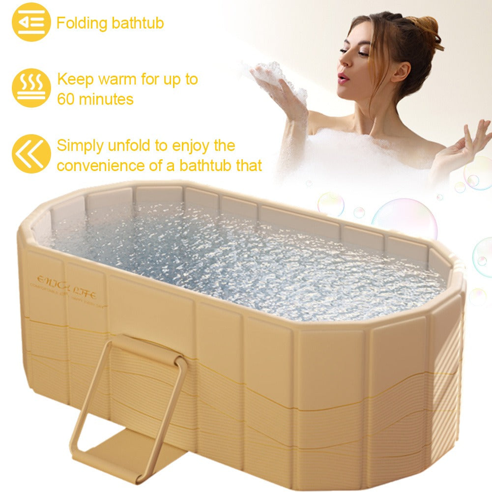 Ice Bath Tub Foldable Portable with Dual Drainage, Collapsible Cold Plunge & Hot Bath Tub for Garden, Patio and Yard Use