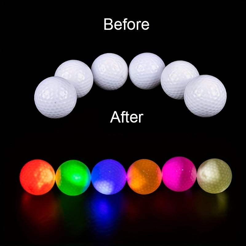 LED Golf Balls Glow in the Dark – 6 Pack Multi-Color Light Up Golf Balls for Night Play, Impact Activated, 40Hr Battery