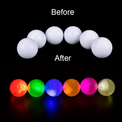 LED Golf Balls Glow in the Dark – 6 Pack Multi-Color Light Up Golf Balls for Night Play, Impact Activated, 40Hr Battery