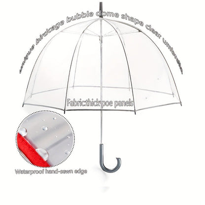 Clear Dome Bubble Umbrella 2 Pack Windproof Rainproof Auto Open 47 Inch Wide Canopy 8-Rib PVC Transparent Umbrella for Weddings Proms