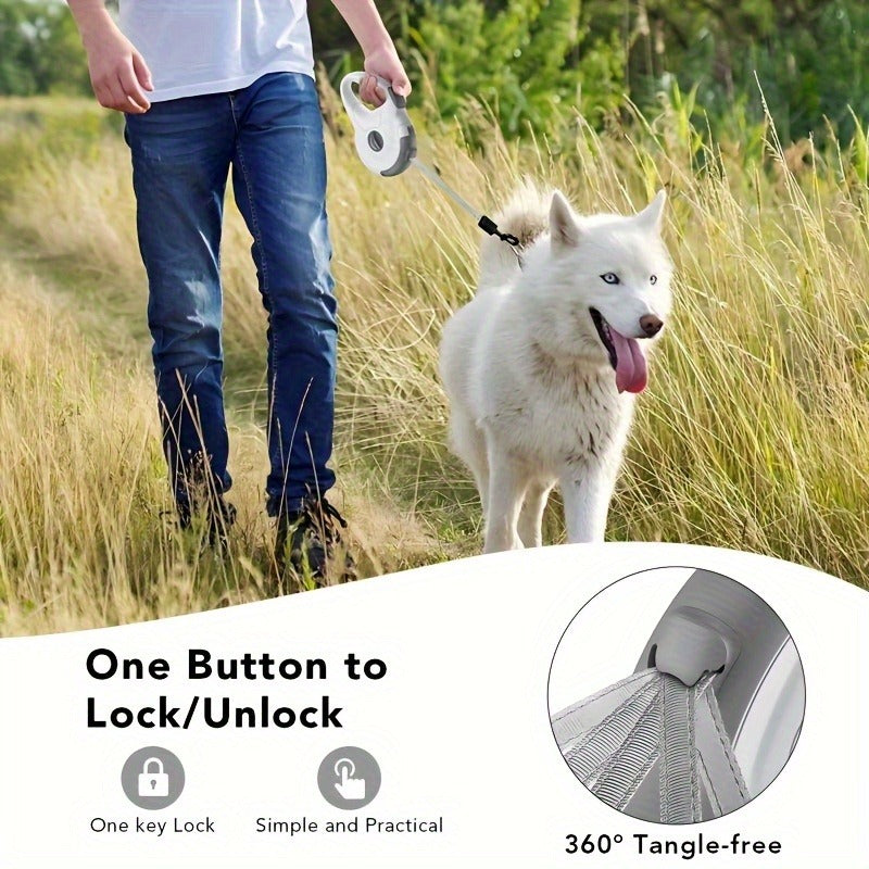 LED Retractable Dog Leash 16 Feet with Built-In Lights for Night Walks – Adjustable Durable PVC Traction Line for Small & Medium Dogs
