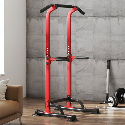 Power Tower Dip Station Pull Up Bar for Home Gym – 330lb Capacity, 10 Height Levels 65"-83", 6 Exercise Positions
