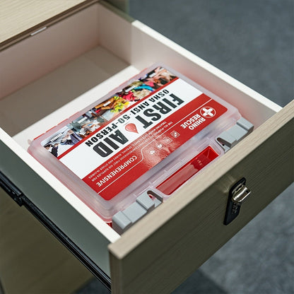 RHINO RESCUE 266-Piece First Aid Kit with Clear Handled Hard Case, Divided Trays and Packed Supplies