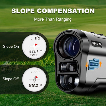Black Golf Laser Rangefinder with NK-600 and NK-1000 Variant Images, 6x Optics, Slope Switch and USB-C Charging