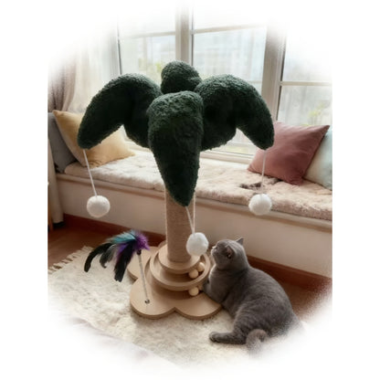 Cat Scratching Post Sisal Vertical Clown Hat Design, Wear-Resistant Cat Scratch Board with Cat Climbing Frame & Teaser Toy