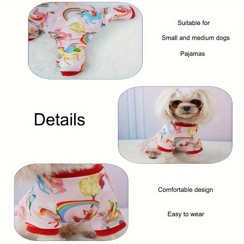 Puppy Clothes Set 4pcs Dog Cat Pajamas Onesie for Small Breeds Boys Girls, Spring Summer Shirts for Chihuahua Yorkshire Terrier Cats