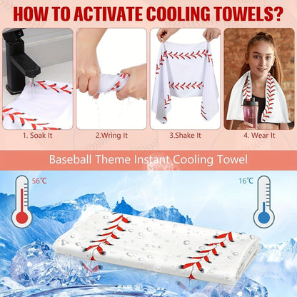 12 Pack Sport Cooling Towel Set 30"x9" Microfiber Chilly Sweat Rags for Baseball Softball Soccer Golf Gym Running Coach Team Gift