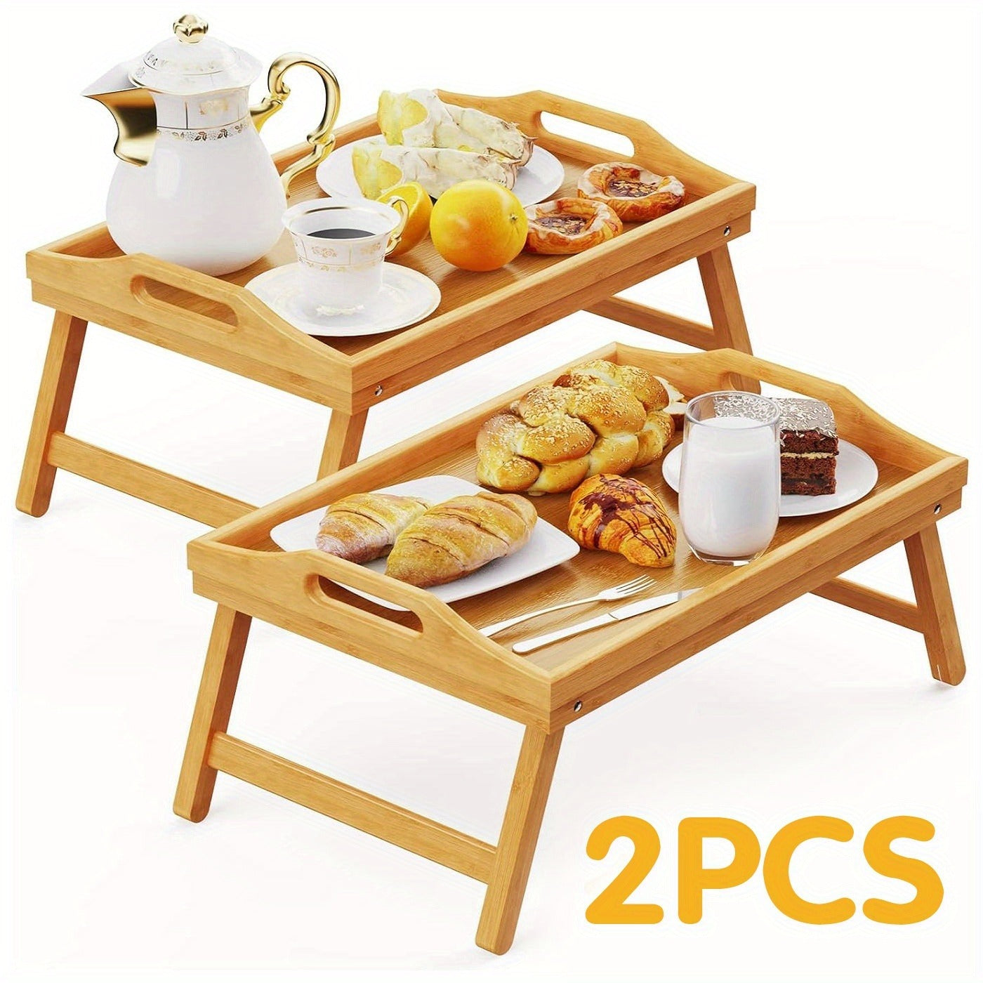 Bamboo Bed Tray with Folding Legs Large 19.5x12 Inch Lap Desk for Breakfast Sofa Laptop Reading Drawing Snack Tray Eco Friendly Foldable