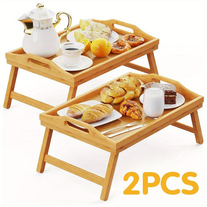 Bamboo Bed Tray with Folding Legs Large 19.5x12 Inch Lap Desk for Breakfast Sofa Laptop Reading Drawing Snack Tray Eco Friendly Foldable