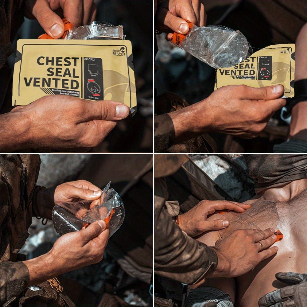 Non-Vented Chest Seal Emergency Trauma Dressing for Sucking Chest Wounds, Portable IFAK Medical Supply PA Nylon FSA HSA Eligible