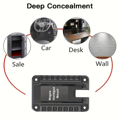 Magnetic Gun Holder Mount 2-Pack – Strong Concealed Pistol Magnet for Car, Truck, Desk, Bedside, Under Counter, Wall & Safe
