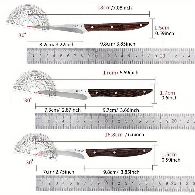 3-Piece Carving Knife Set Fixed Blade Whittling Knives – Portable Multifunctional Peeling Knife with Anti-Slip Outdoor Log Handle