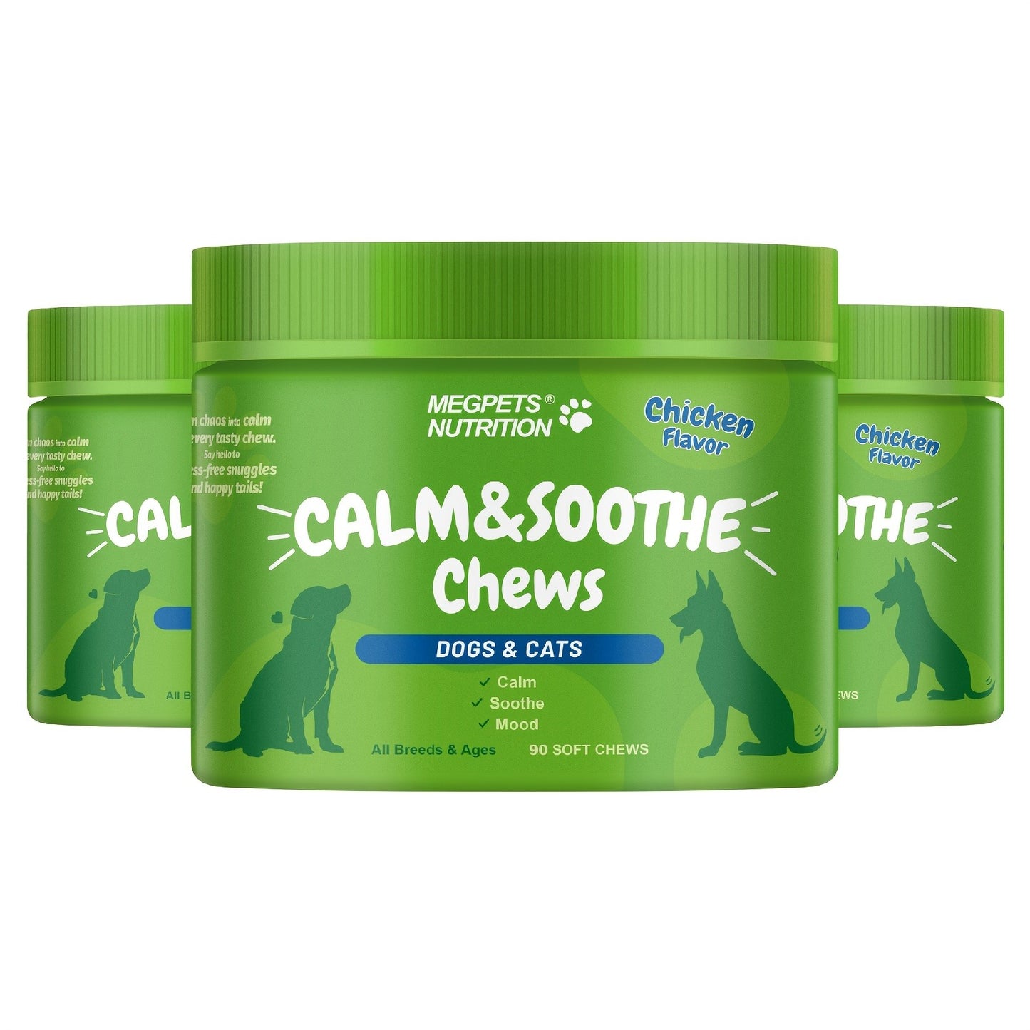 Calming Chews for Dogs & Cats 90ct – Natural Herbal Anxiety & Stress Relief Supplement for Separation, Thunder, Fireworks & Barking
