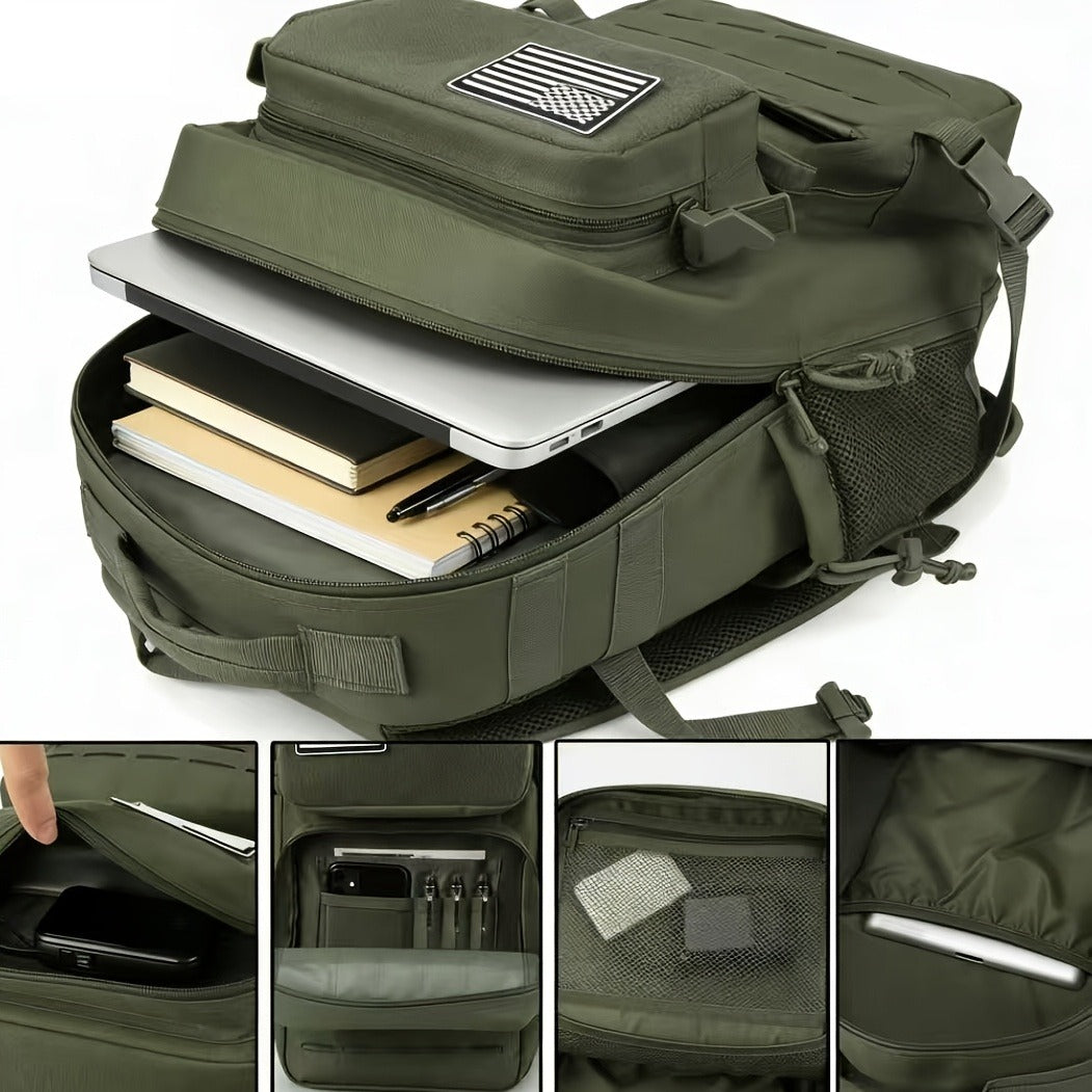 25L Tactical Laptop Backpack with Dual Side Bottle Pockets and Nine Color or Pattern Options