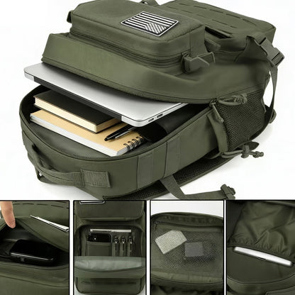 25L Tactical Laptop Backpack with Dual Side Bottle Pockets and Nine Color or Pattern Options
