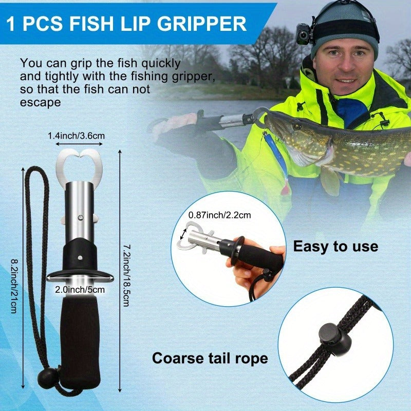 7-Piece Fishing Pliers & Fish Lip Gripper Combo – Saltwater Resistant Stainless Steel Hook Remover Set with Fish Scale & Storage Bag